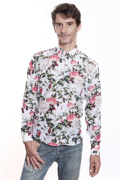 white floral dress shirt