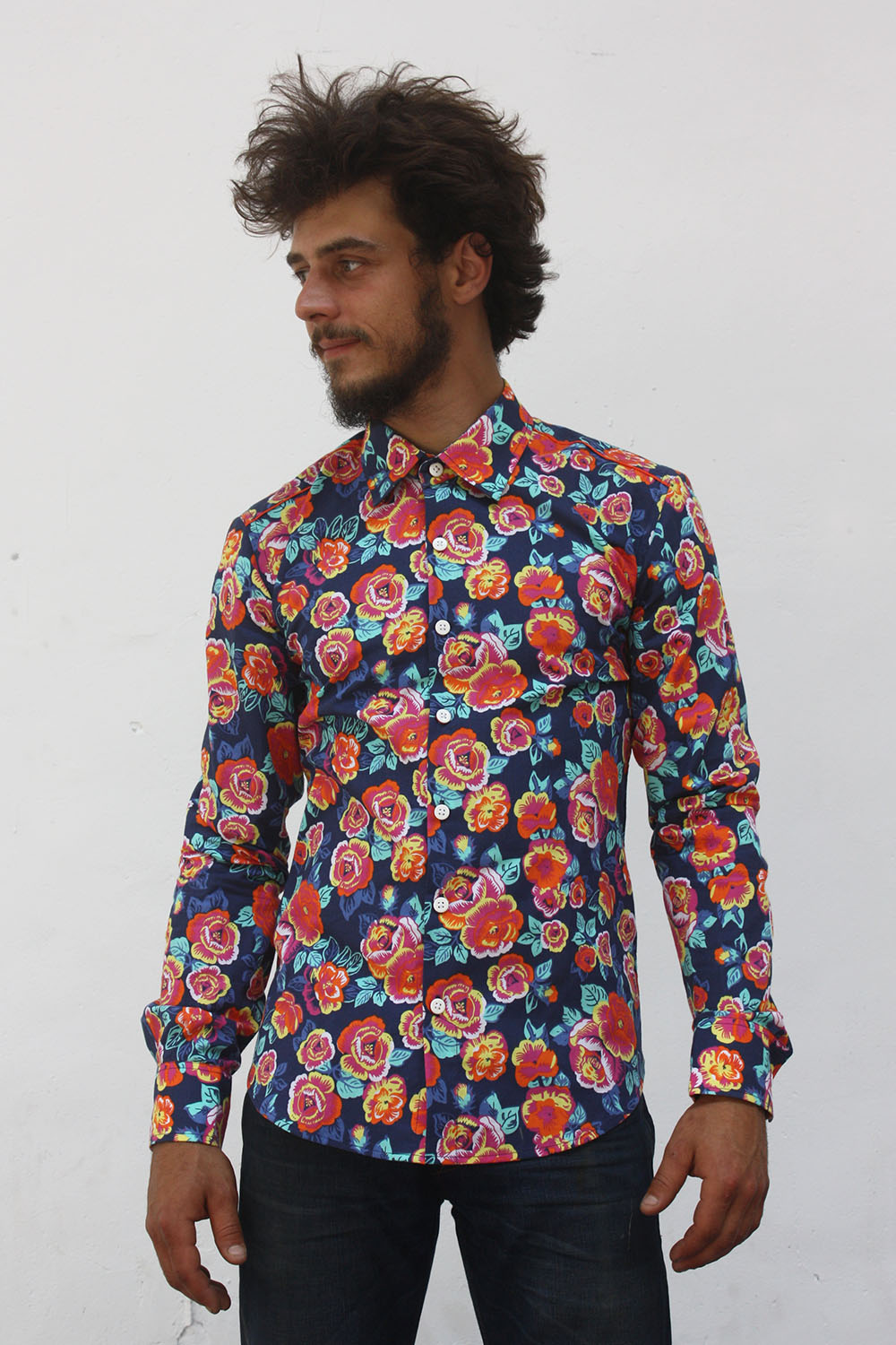 Blue floral shirt - Peony - BAÏSAP