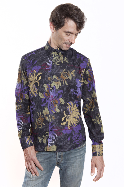 camisa negra slim fit hombre