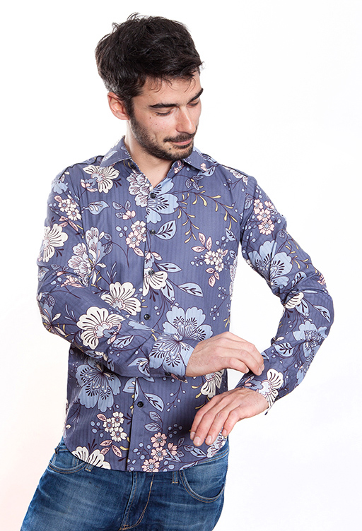 Chemise homme Fleur Bleue - BAÏSAP