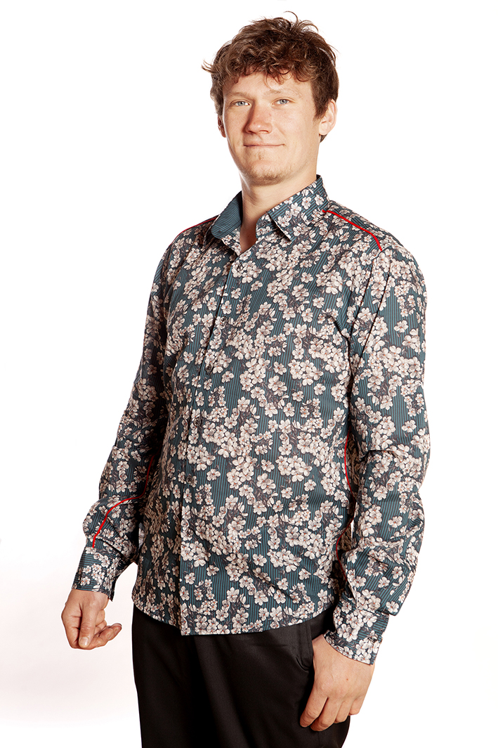 Camisas floreadas hombre - Flor de Cerezo Azul - BAÏSAP