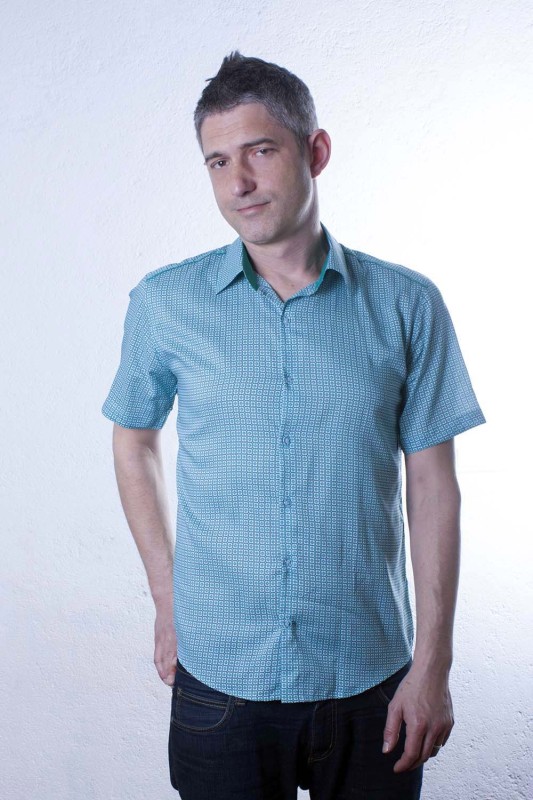 Baïsap - Floral shirt, short sleeve - Turquoise - Mens turquoise dress shirt, floral print