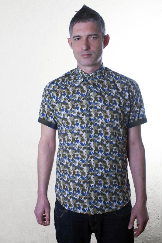 Baïsap - Chemise à pois homme, manches courtes - Impressionniste - Chemise bleu motif atmosphérique