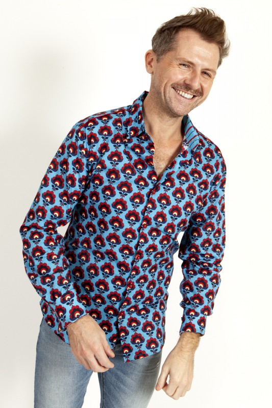 Baïsap - Blumenhemd Herren 70er - Hortensie - Hemd Retro Muster für Herren 