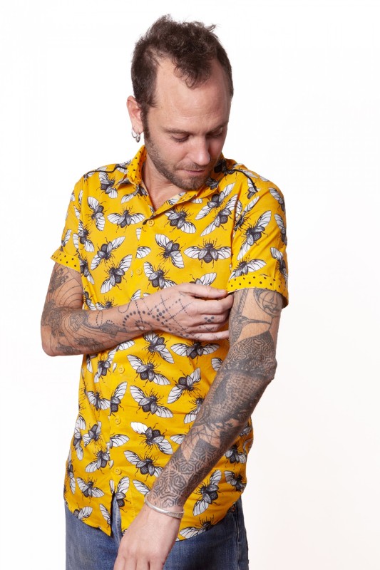 Baïsap - Chemisette jaune et noir - Coléoptères - Chemise insecte manche courte pour homme