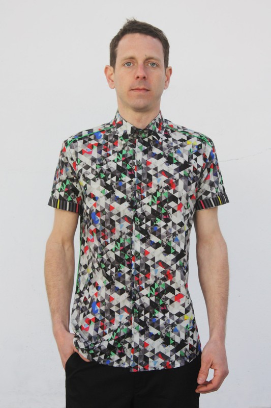 Baïsap - Printed short sleeve shirts - Light Triangles - Graphic button up shirts, light cotton