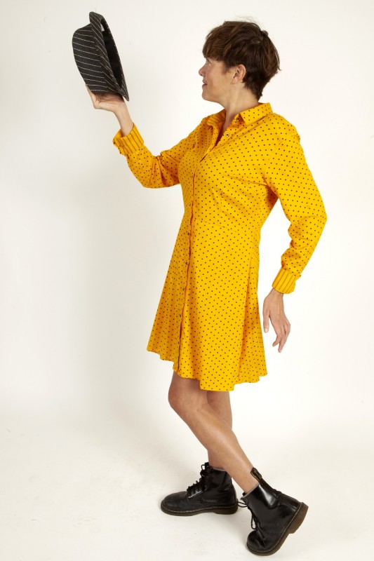 Baïsap - Robe chemise jaune moutarde - Pois - Robe chemise imprimée en viscose 