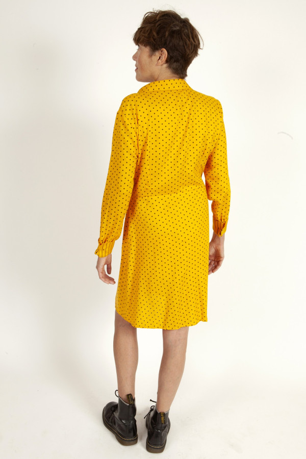 Robe chemise jaune moutarde - Pois 