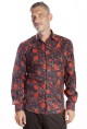 Baïsap - Chemise noire fleurie - Fleurs Rouges 