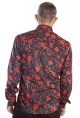 Baïsap - Chemise noire fleurie - Fleurs Rouges 