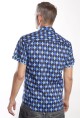 Baïsap - Camisa de rombos manga corta - Jacquard Azul