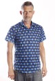 Baïsap - Camisa de rombos manga corta - Jacquard Azul