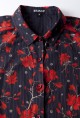 Baïsap - Camisa negra Flores Rojas manga corta