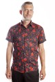 Baïsap - Camisa negra Flores Rojas manga corta