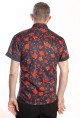 Baïsap - Camisa negra Flores Rojas manga corta