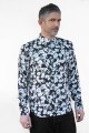 Baïsap - Mens black floral shirt - Gray Flowers 